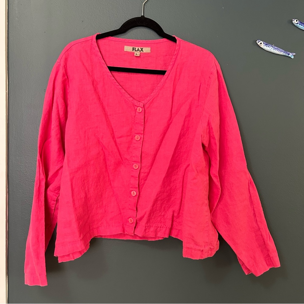Flax Cropped Pink Button-Up Top